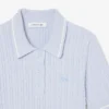 Gestreifter Pullover mit Zopfmuster und Poloshirt-Kragen