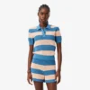 Gestreiftes Poloshirt aus Mesh-Strick