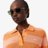 Gestreiftes Poloshirt aus Mesh-Strick