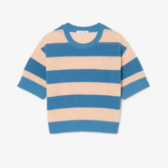 Gestreiftes T-Shirt aus Mesh-Strick