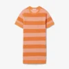 Gestreiftes T-Shirt-Kleid aus Mesh-Strick