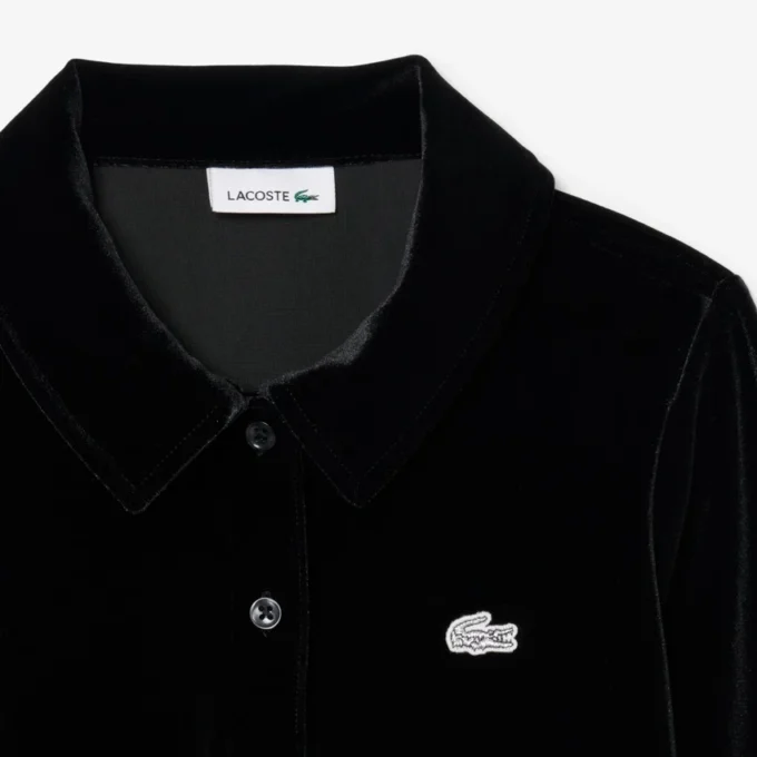 Glänzendes Stretch-Velours-Poloshirt für Mädchen