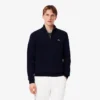 Herren-Baumwollpullover mit Reißverschluss und hohem Kragen