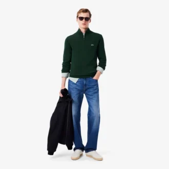 Herren-Baumwollpullover mit Reißverschluss und hohem Kragen