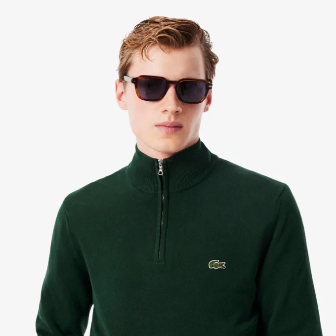 Herren-Baumwollpullover mit Reißverschluss und hohem Kragen