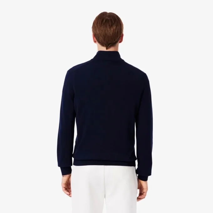 Herren-Baumwollpullover mit Reißverschluss und hohem Kragen