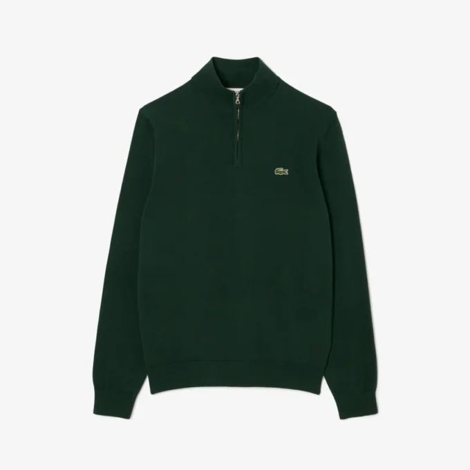 Herren-Baumwollpullover mit Reißverschluss und hohem Kragen