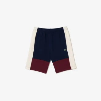 Herren-Fleece-Shorts in Regular Fit mit Colorblock-Design