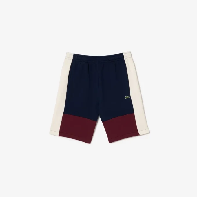 Herren-Fleece-Shorts in Regular Fit mit Colorblock-Design