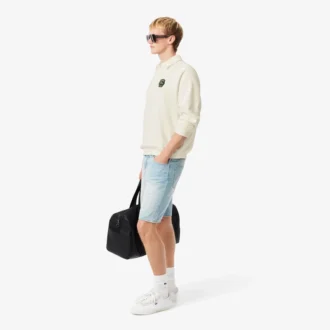 Herren-Fleece-Sweatshirt mit Polo-Kragen in lockerer Passform