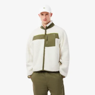 Herren-Fleecejacke mit Farbblock-Design