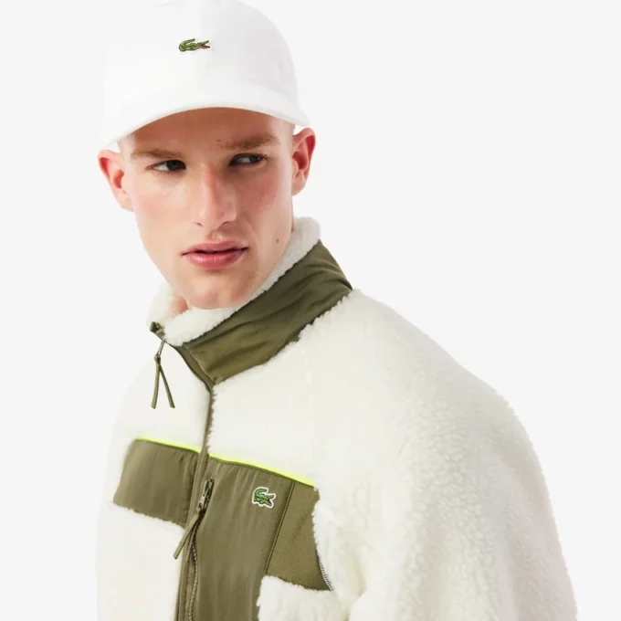 Herren-Fleecejacke mit Farbblock-Design