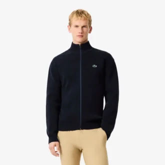 Herren-Golfpullover aus geripptem Strick mit Reißverschluss