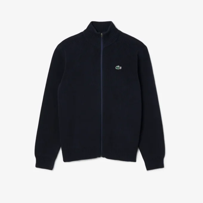 Herren-Golfpullover aus geripptem Strick mit Reißverschluss