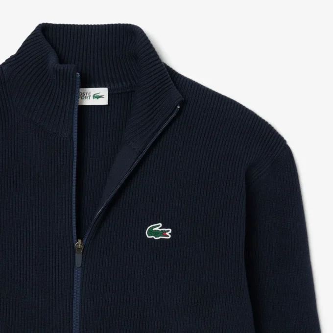 Herren-Golfpullover aus geripptem Strick mit Reißverschluss