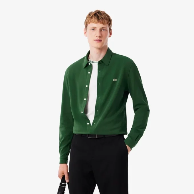 Herren-Hemd aus Baumwollpiqué in Slim Fit