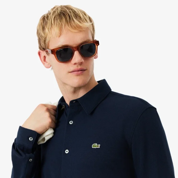 Herren-Hemd aus Baumwollpiqué in Slim Fit