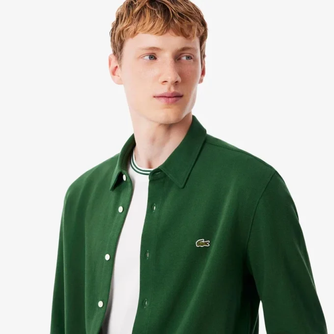 Herren-Hemd aus Baumwollpiqué in Slim Fit