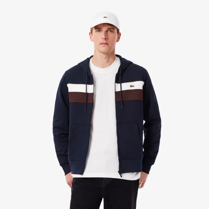 Herren-Hoodie mit Reißverschluss und Farbblock-Design
