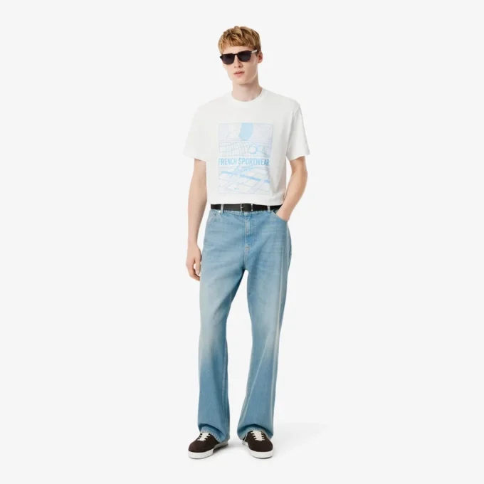 Herren-Jeans aus Denim mit 5 Taschen und lockerer Passform