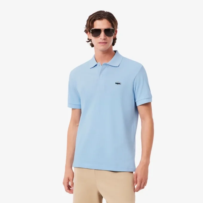 Herren-Poloshirt in klassischer Passform mit Krokodil-Piqué-Muster