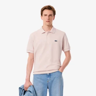 Herren-Poloshirt in klassischer Passform mit Krokodil-Piqué-Muster