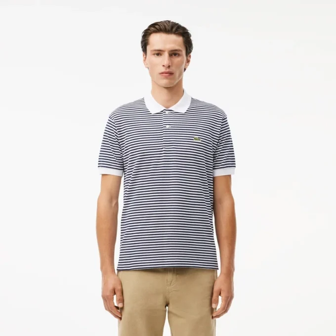 Herren-Poloshirt L.12.12 mit Streifenmuster in klassischer Passform