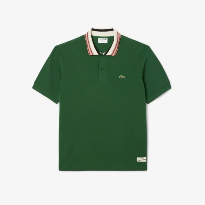 Herren-Poloshirt „Made in France“ mit klassischer Passform und gestreiftem Kragen