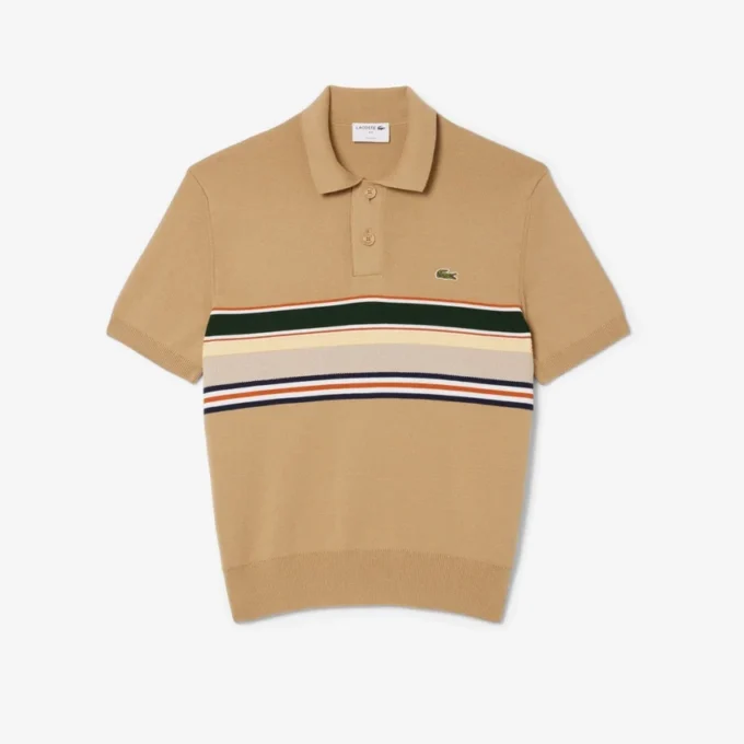 Herren-Poloshirt mit Kragen, gestreift, hergestellt in Frankreich