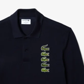 Herren-Poloshirt mit langen Ärmeln, L.12.12, Multi-Badge