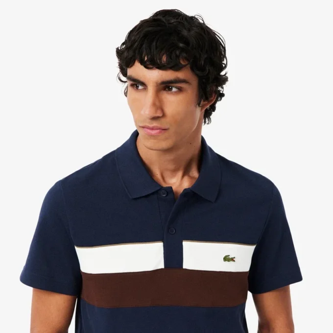 Herren-Poloshirt mit Regular Fit und Colorblock-Design aus Petit Piqué