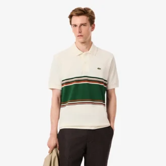 Herren-Poloshirt mit Streifen in klassischer Passform, hergestellt in Frankreich