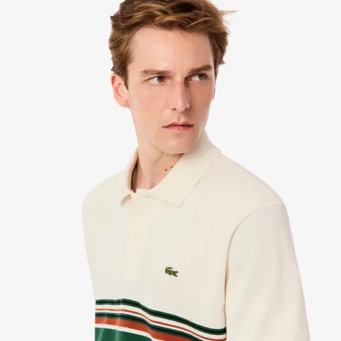 Herren-Poloshirt mit Streifen in klassischer Passform, hergestellt in Frankreich