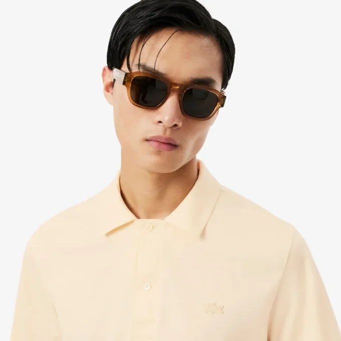 Herren-Poloshirt „Paris Classic Fit“ mit offenem Kragen und Stickerei