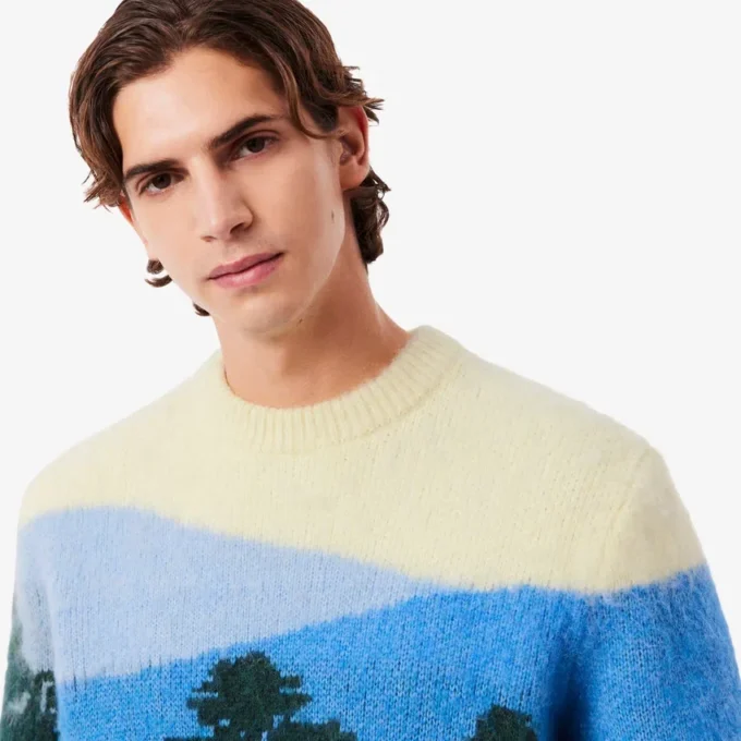 Herren-Pullover aus Alpaka-Wolle mit Landschaftsmotiv