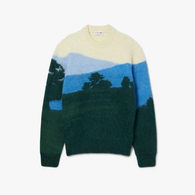 Herren-Pullover aus Alpaka-Wolle mit Landschaftsmotiv