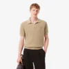 Herren-Pullover aus Baumwoll-Blend mit offenem Polokragen