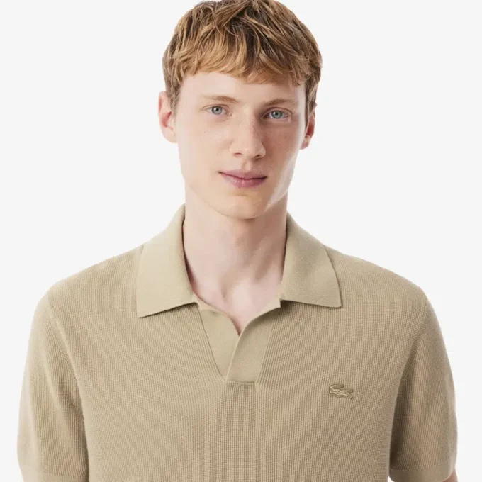 Herren-Pullover aus Baumwoll-Blend mit offenem Polokragen