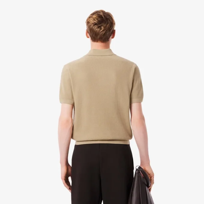Herren-Pullover aus Baumwoll-Blend mit offenem Polokragen