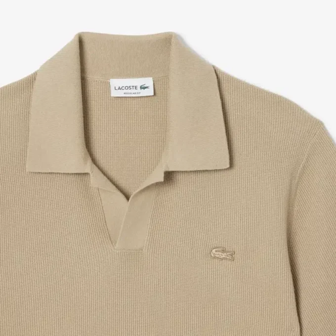Herren-Pullover aus Baumwoll-Blend mit offenem Polokragen