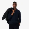 Herren-Pullover aus Baumwoll-Woll-Blend mit halbem Reißverschluss und Polokragen