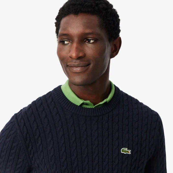 Herren-Pullover aus Baumwolle mit Zopfmuster