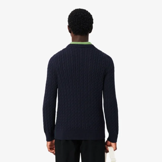 Herren-Pullover aus Baumwolle mit Zopfmuster