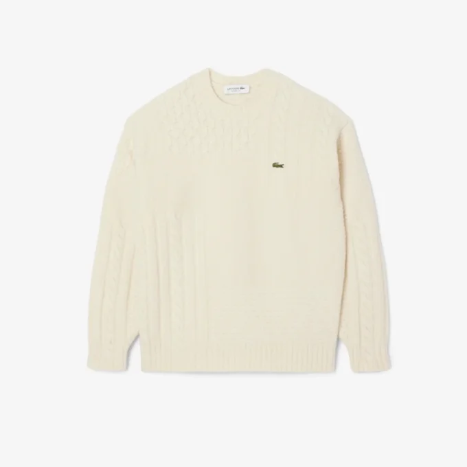 Herren-Pullover aus Wolle mit Patchwork-Effekt in lockerer Passform