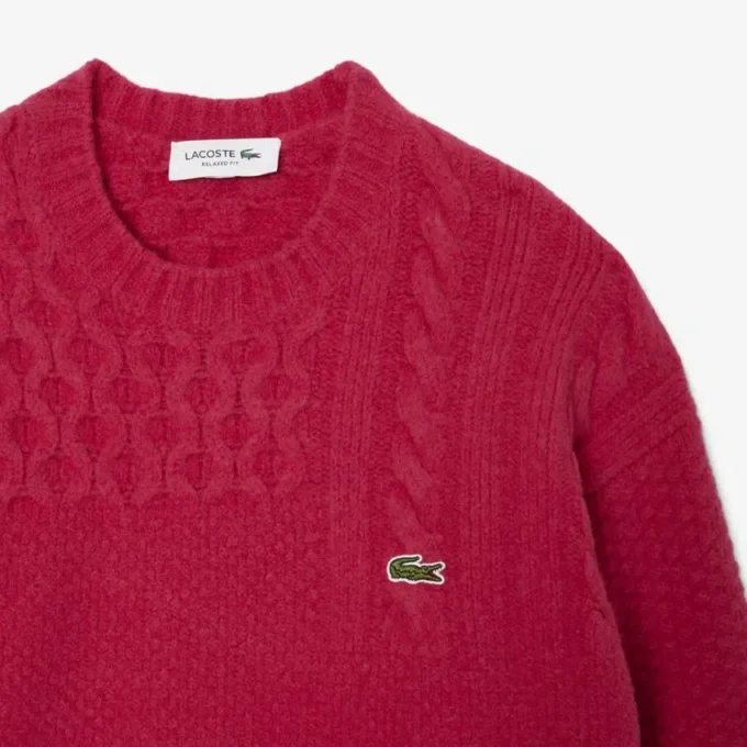 Herren-Pullover aus Wolle mit Patchwork-Effekt in lockerer Passform