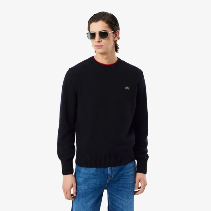 Herren-Pullover aus Wolle mit Rundhalsausschnitt