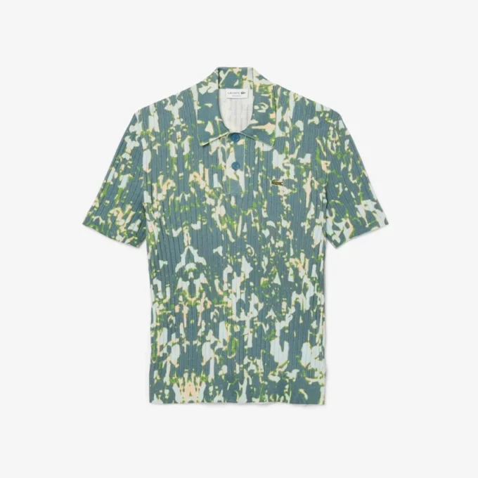 Herren-Pullover mit Kurzarm, Grafikprint und Polokragen