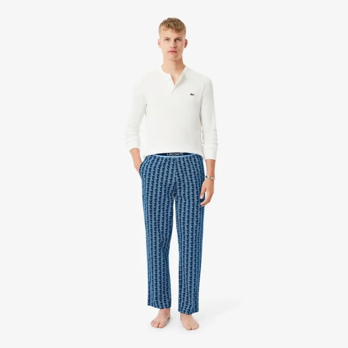 Herren-Pyjama-Hose aus Popeline mit Monogramm