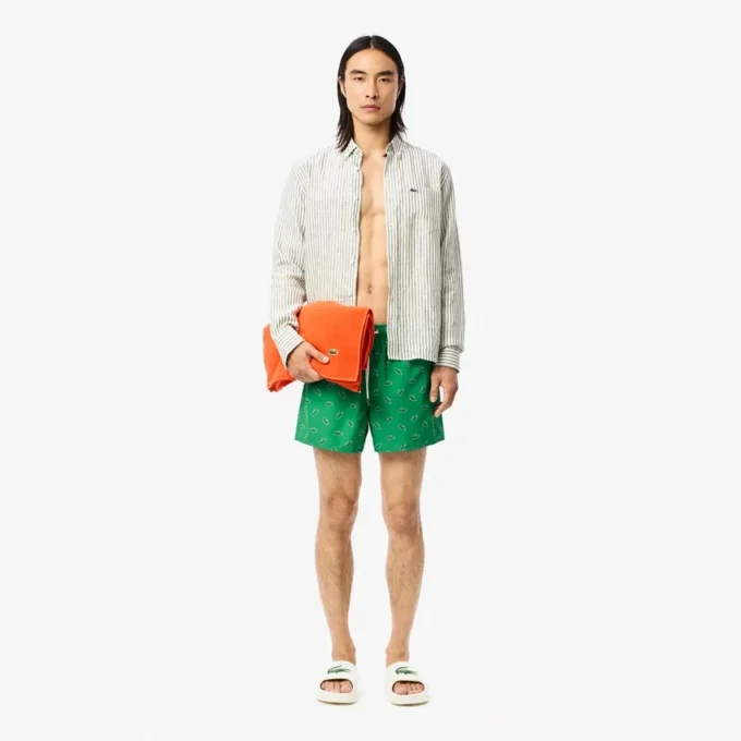 Herren-Retroshorts mit Krokodil-Print
