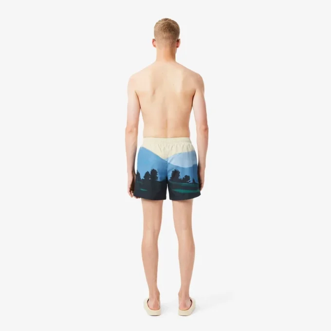 Herren-Retroshorts mit Landschaftsmuster